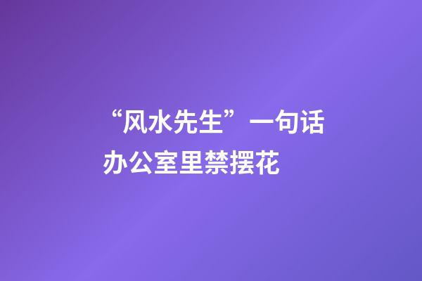 “风水先生”一句话 办公室里禁摆花